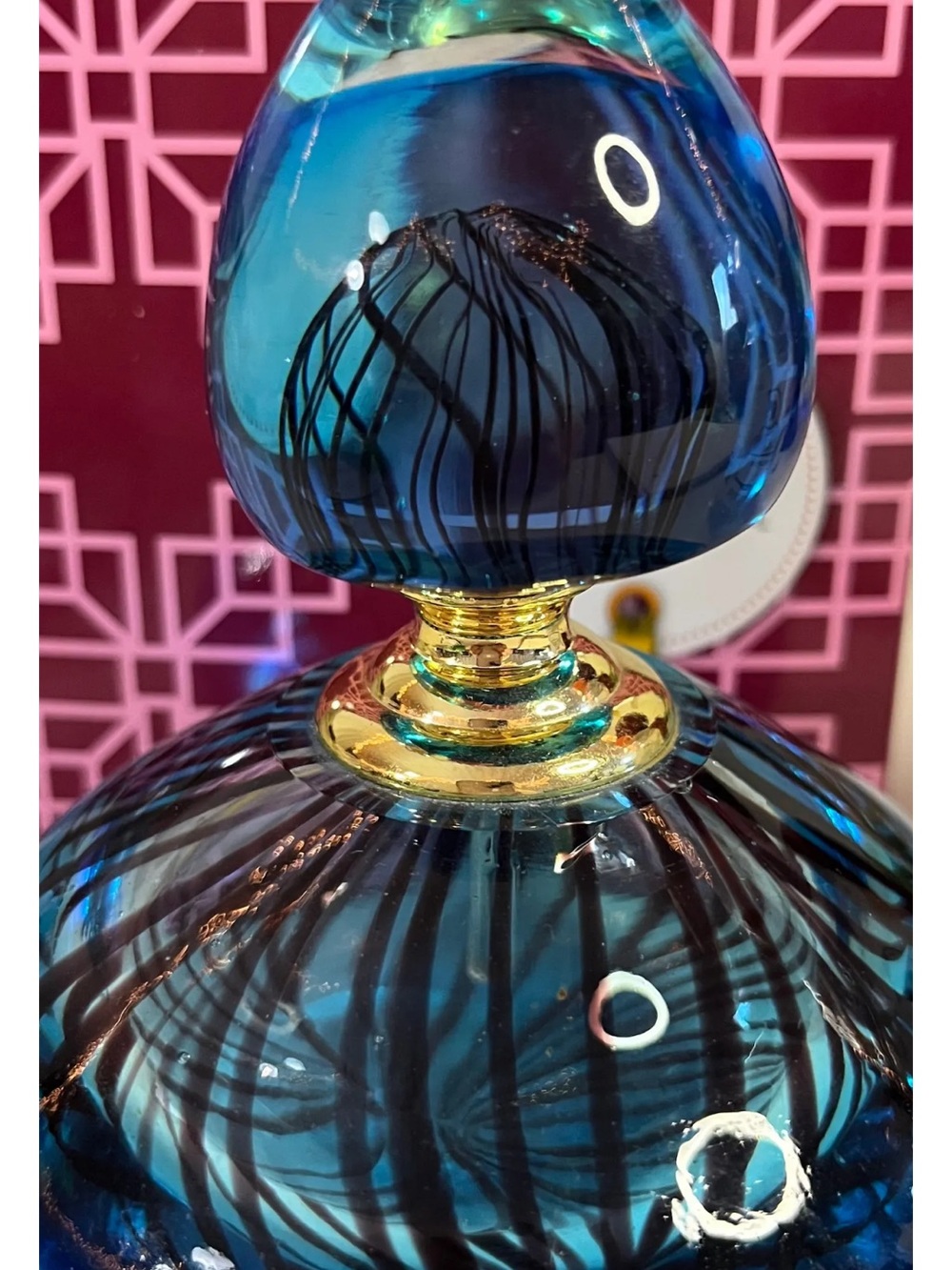 Hand blown glass, Dale, Tiffany perfume bottle, never used, glass dobber.